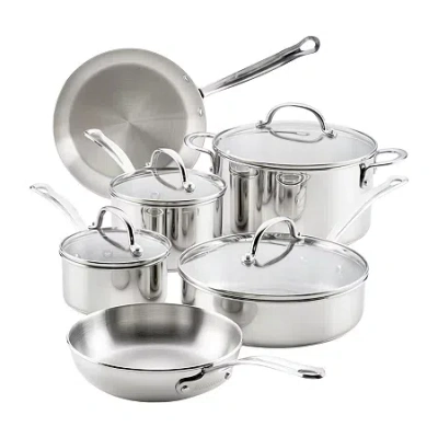 Farberware Millennium Stainless Steel 10-pc. Stainless Steel Cookware Set In Silver