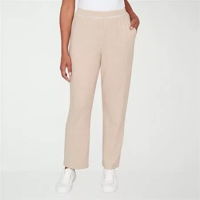Alfred Dunner Comfort And Joy Womens Straight Mid Rise Pull-on Pant In Neutral