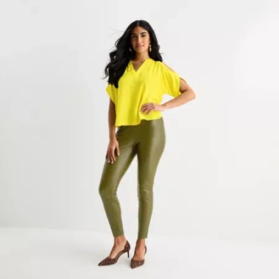 Bold Elements Womens Skinny Faux Leather Trouser In Green