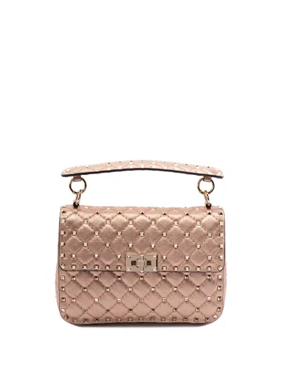 Valentino `rockstud Spike` Medium Shoulder Bag In Sand