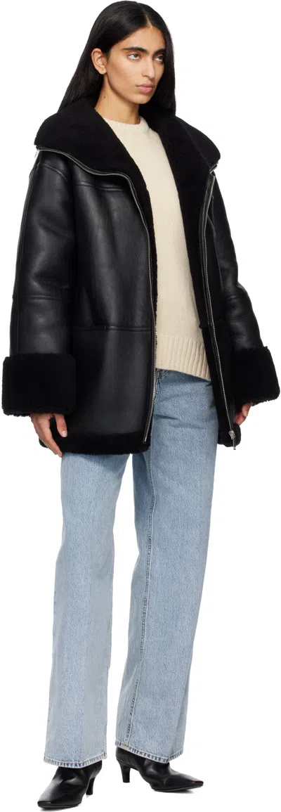 Totême Black Signature Shearling Jacket In Black