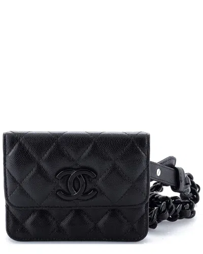 Pre-owned Chanel Black Quilted Caviar Leather My Everything Flap Card Holder Belt Bag  (authentic Pre-loved)