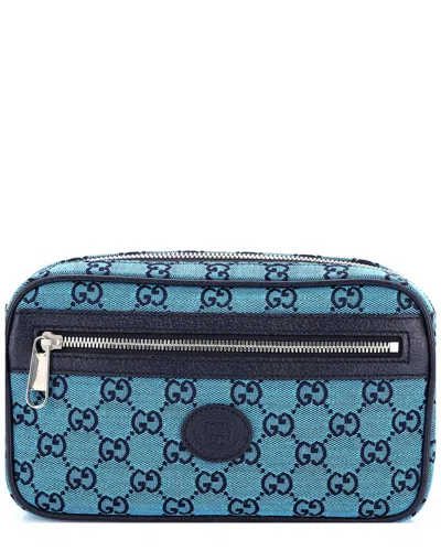 Gucci Blue Gg Canvas Belt Bag Multicolor (authentic Pre-loved) In Blue