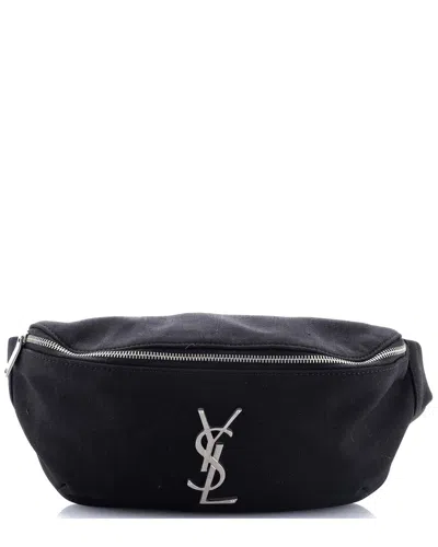 Saint Laurent Black Canvas Classic Monogram Belt Bag (authentic Pre-loved) In Black