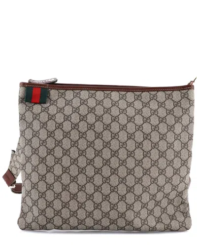 Gucci Brown Gg Coated Canvas Web Loop Flat Messenger Large (authentic Pre-  Loved) In Brown