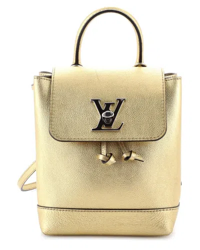 Pre-owned Louis Vuitton Gold Leather Lockme Backpack Mini (authentic Pre-loved)