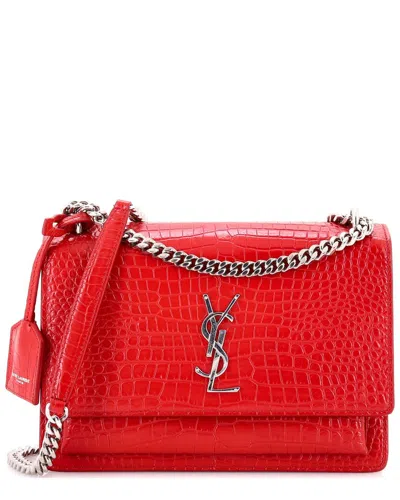 Saint Laurent Red Croc-embossed Leather Sunset Crossbody Medium (authentic  Pre-loved)