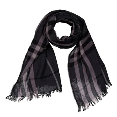 Burberry Giant Check Linen Scarf In Black
