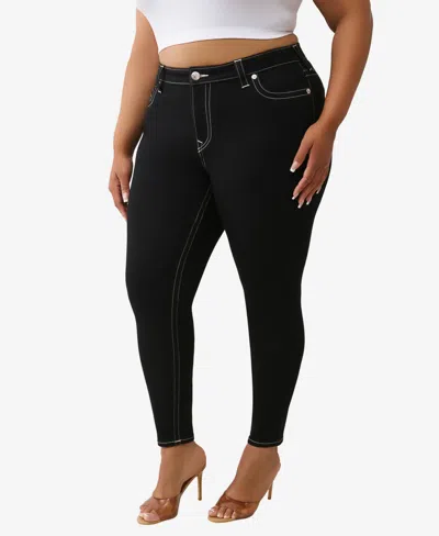 True Religion Plus Size Jennie Skinny Mid Rise Jeans In Black