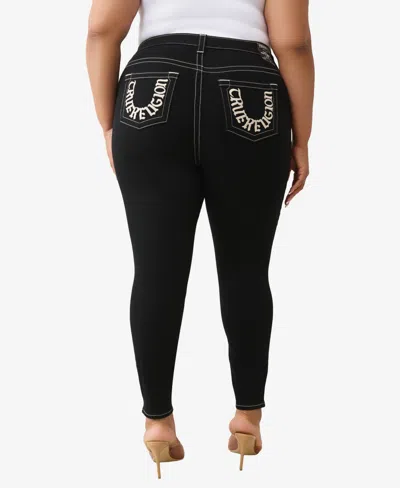 True Religion Plus Size Jennie Skinny Mid Rise Jeans In Black