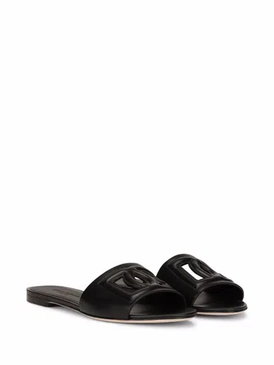 Dolce & Gabbana Dg Millennials Slide Sandals With Logo In Black