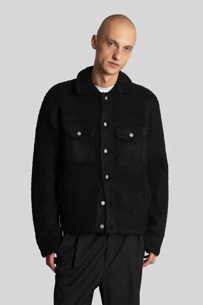 Laneus Textured Fabric Long Sleeve Jacket For Men In Black