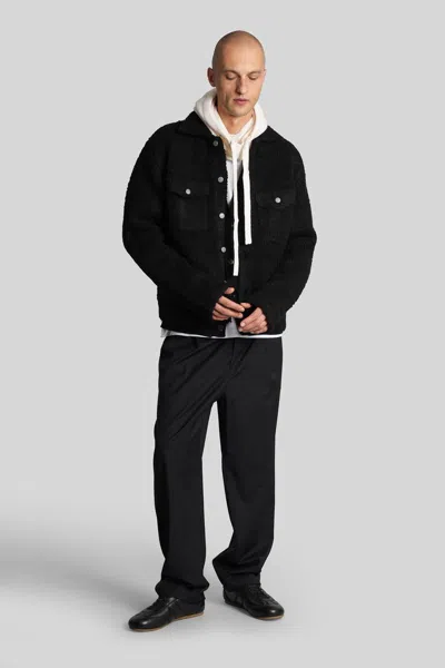 Laneus Textured Fabric Long Sleeve Jacket For Men In Black