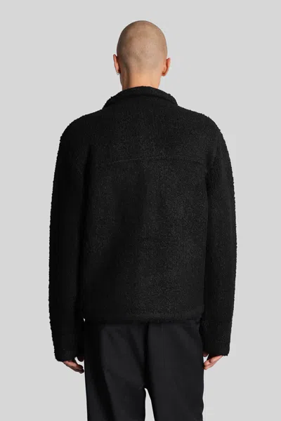 Laneus Textured Fabric Long Sleeve Jacket For Men In Black