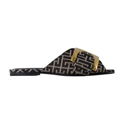 Balmain Flat Monogram Jacquard Anthem Sandals In Multi