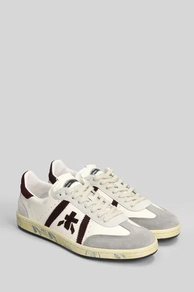 Premiata Sneakers With Contrast Heel Tab And Rubber Sole In White