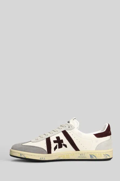 Premiata Sneakers With Contrast Heel Tab And Rubber Sole In White