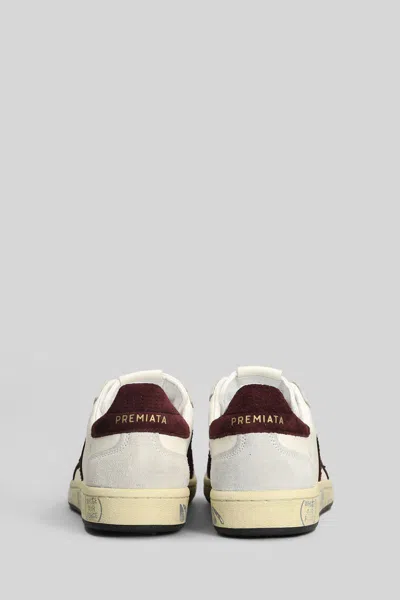 Premiata Sneakers With Contrast Heel Tab And Rubber Sole In White