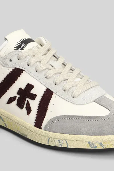 Premiata Sneakers With Contrast Heel Tab And Rubber Sole In White