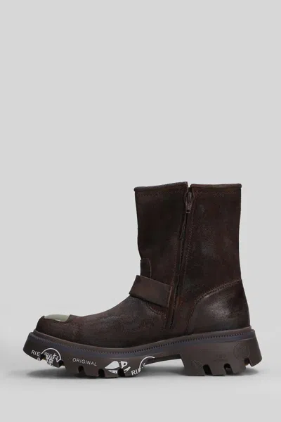 Premiata Camden Combat Boots In Brown Nubuck In Brown