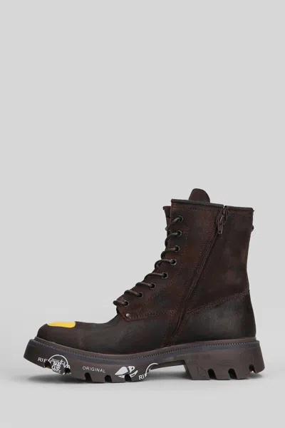 Premiata Brixton Combat Boots In Brown Nubuck In Brown