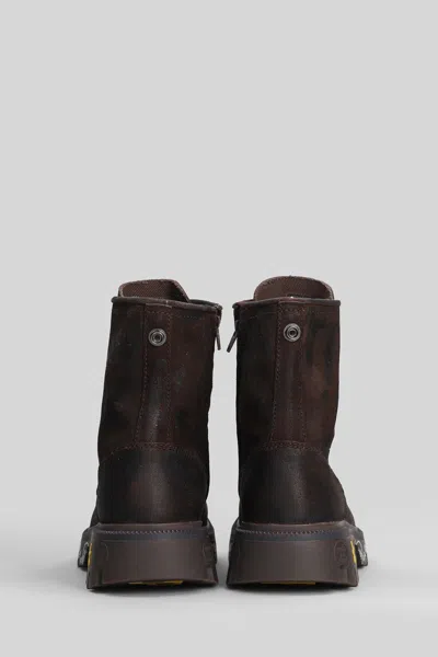 Premiata Brixton Combat Boots In Brown Nubuck In Brown