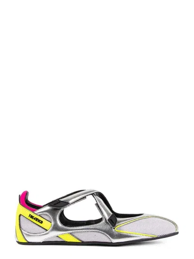 Attico Floor 01 Multicolor Ballet Shoes With Logo On The Side And Cut-out Design In Fabric Woman In Gray