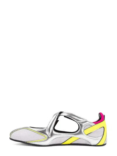 Attico Floor 01 Multicolor Ballet Shoes With Logo On The Side And Cut-out Design In Fabric Woman In Gray