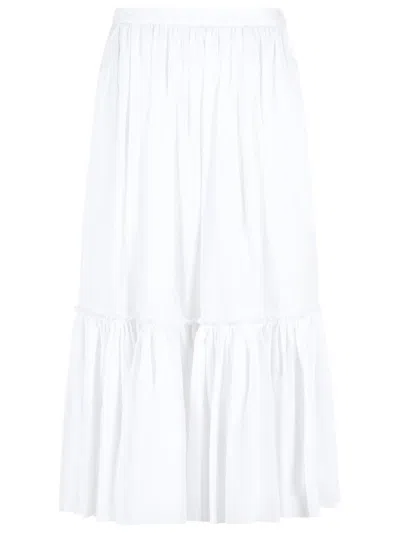 Jil Sander Pleated Poplin Skirt In White