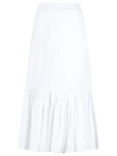 Jil Sander Pleated Poplin Skirt In White
