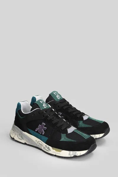 Premiata Mase Sneakers In Black Suede And Fabric In Multi