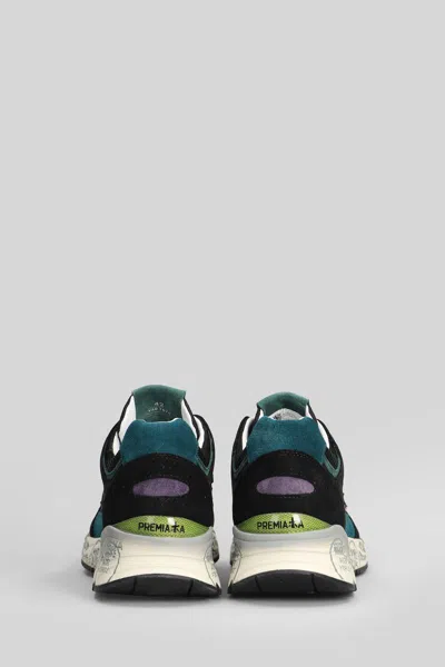 Premiata Mase Sneakers In Black Suede And Fabric In Multi