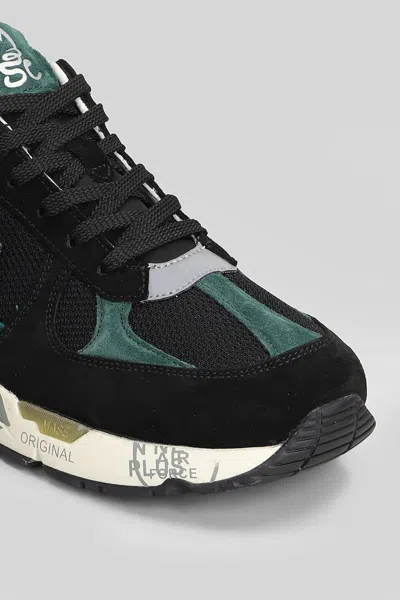 Premiata Mase Sneakers In Black Suede And Fabric In Multi