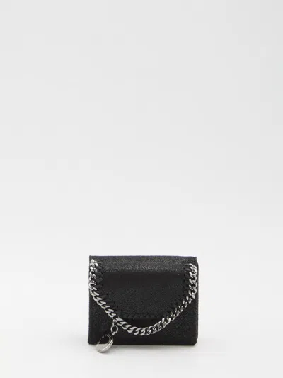 Stella Mccartney Falabella Compact Trifold Wallet Chain Detail In Metallic