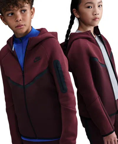 Nike Boys Big Kids Sportswear Tech Fleece Full-zip Hoodie In Burgundy