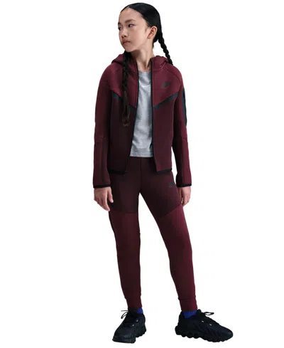Nike Boys Big Kids Sportswear Tech Fleece Full-zip Hoodie In Burgundy