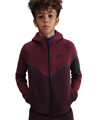 Nike Boys Big Kids Sportswear Tech Fleece Full-zip Hoodie In Burgundy