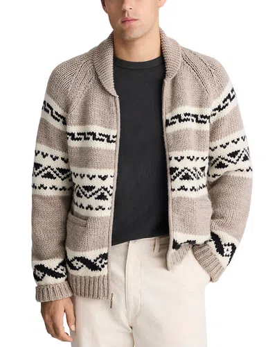 Madewell Fair Isle Zip Front Cardigan Jacket In Brown