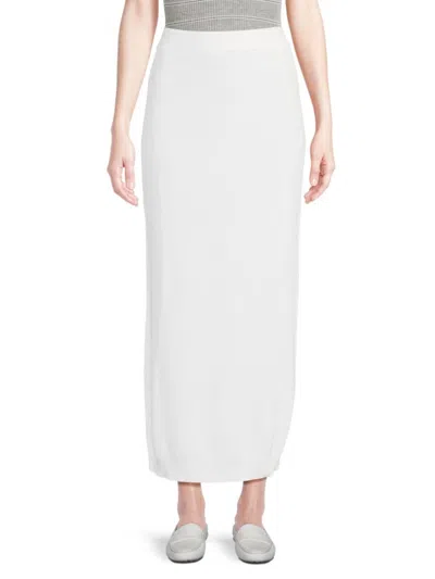 Brunello Cucinelli Women's Cotton Ribbed Knit Midi-skirt In White