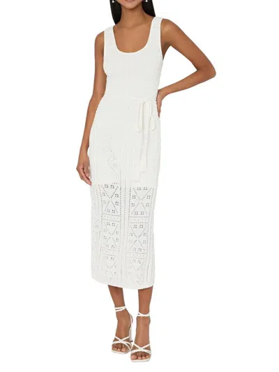Milly Sleeveless Pointelle Knit Midi Dress In White