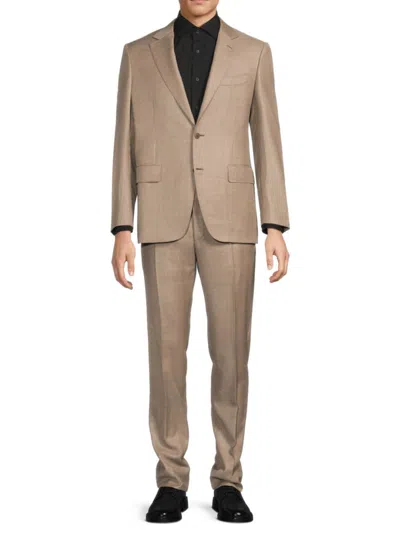 Canali Men's Modern-fit Solid Wool Two-button Suit In Brown