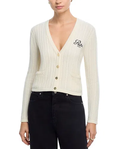 Frame Ritz Cable Knit Cardigan Sweater In White