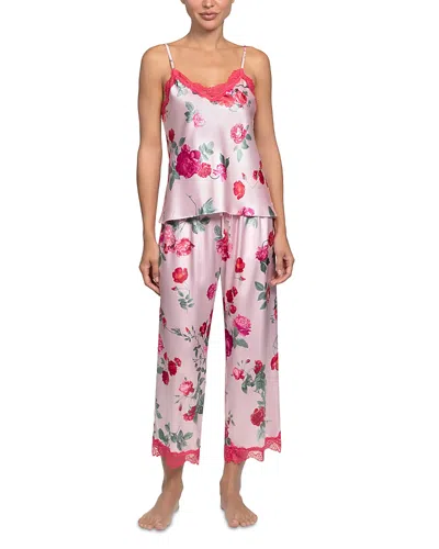 In Bloom By Jonquil Stretch Satin Pretty Rose Cami Pant Pajama Set In Pink