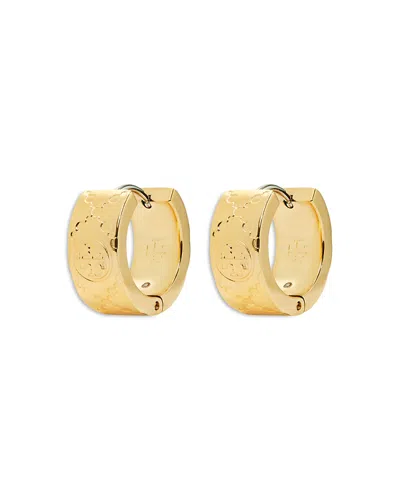 Tory Burch Small Icon T Monogram Hoop Earrings In Gold