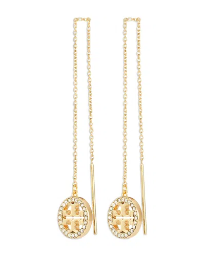 Tory Burch Miller Icon Pave Threader Earrings In Gold