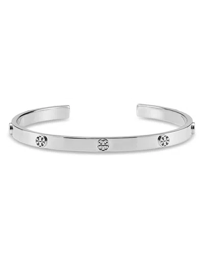 Tory Burch Miller Icon Stud Thin Cuff Bracelet In Silver