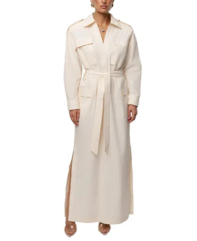 Jluxlabel Harbor Shore Belted Maxi Dress In White