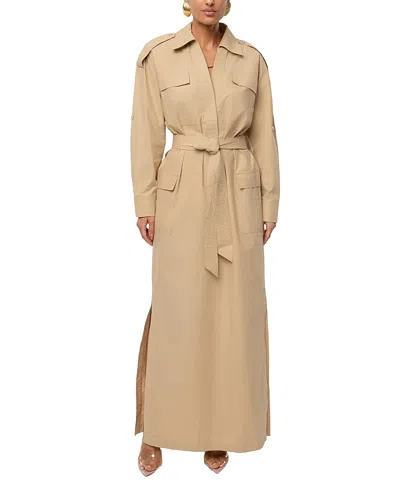 Jluxlabel Harbor Shore Belted Maxi Dress In Nude