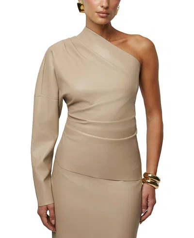 Jluxlabel Demi One Shoulder Top In Brown