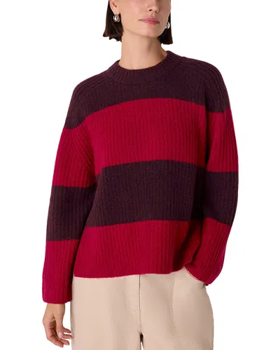 Whistles Wide Stripe Knit Sweater In Burgundy